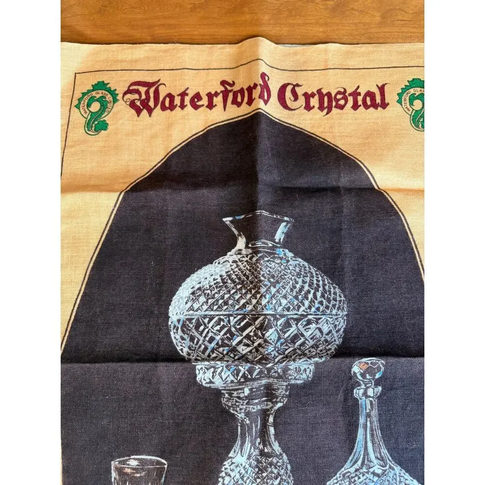 Vintage Pair of Linen Tea Dish Towels Waterford Crystal Ireland